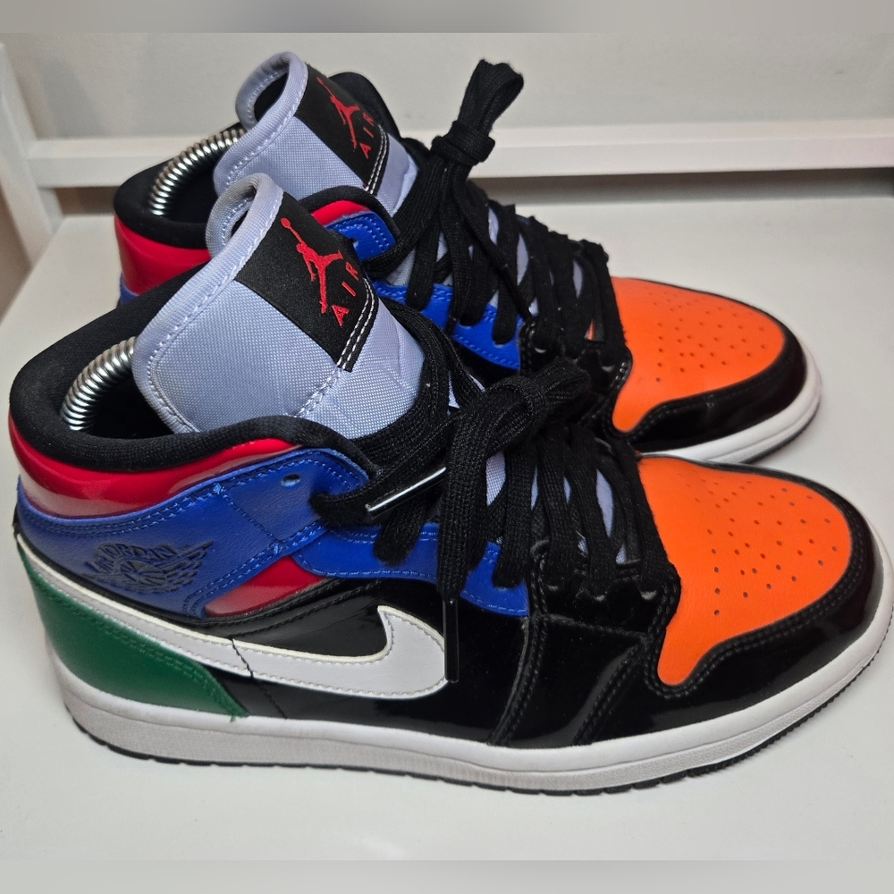 Womens Nike Air Jordan 1 Mid SE Multi Patent AJ1 High Low CV5276-001 Sz 7